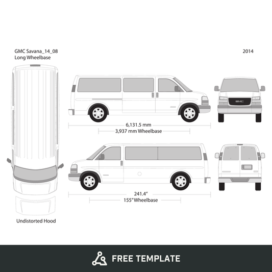 2014 GMC Savana free vector vehicle wrap template - GravBase