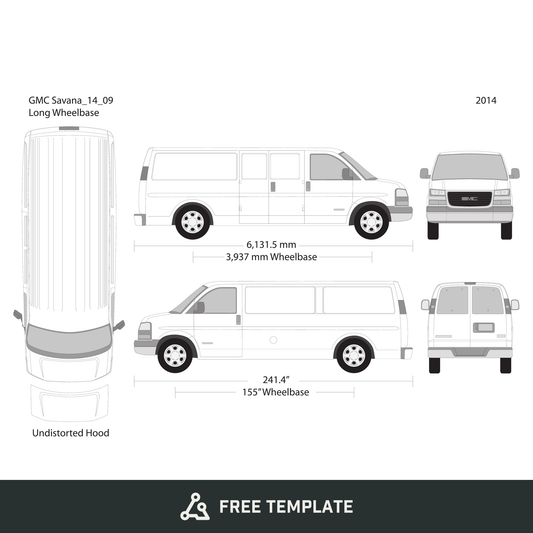 2014 GMC Savana free vector vehicle wrap template - GravBase