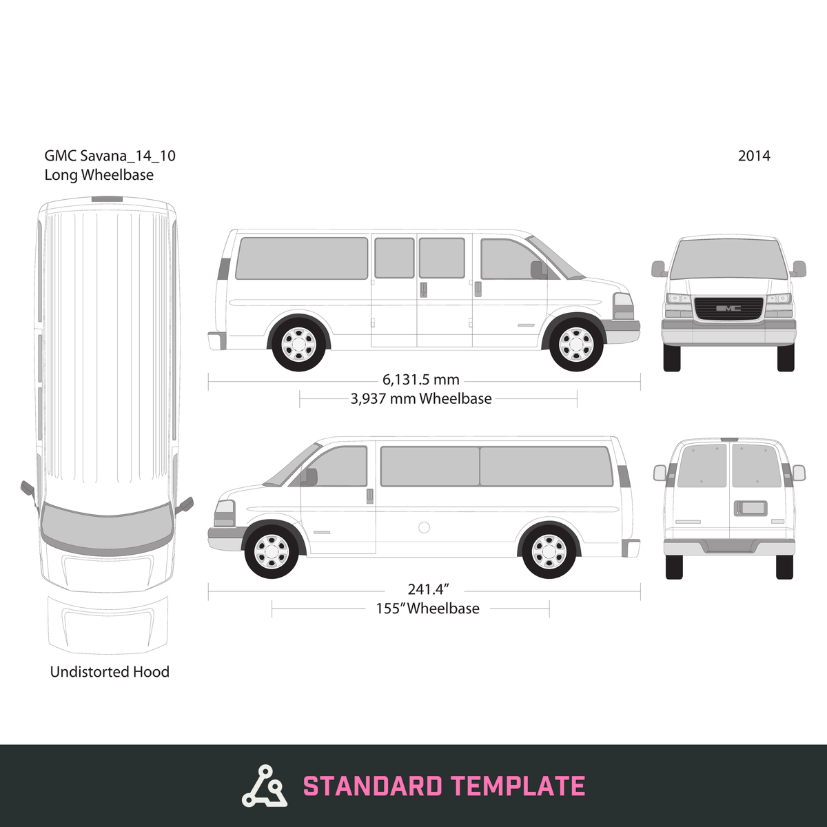 2014 GMC Savana vector wrap template V10, Design-Ready PDF - GravBase