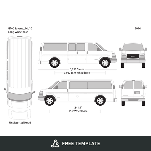 2014 GMC Savana free vector vehicle wrap template - GravBase