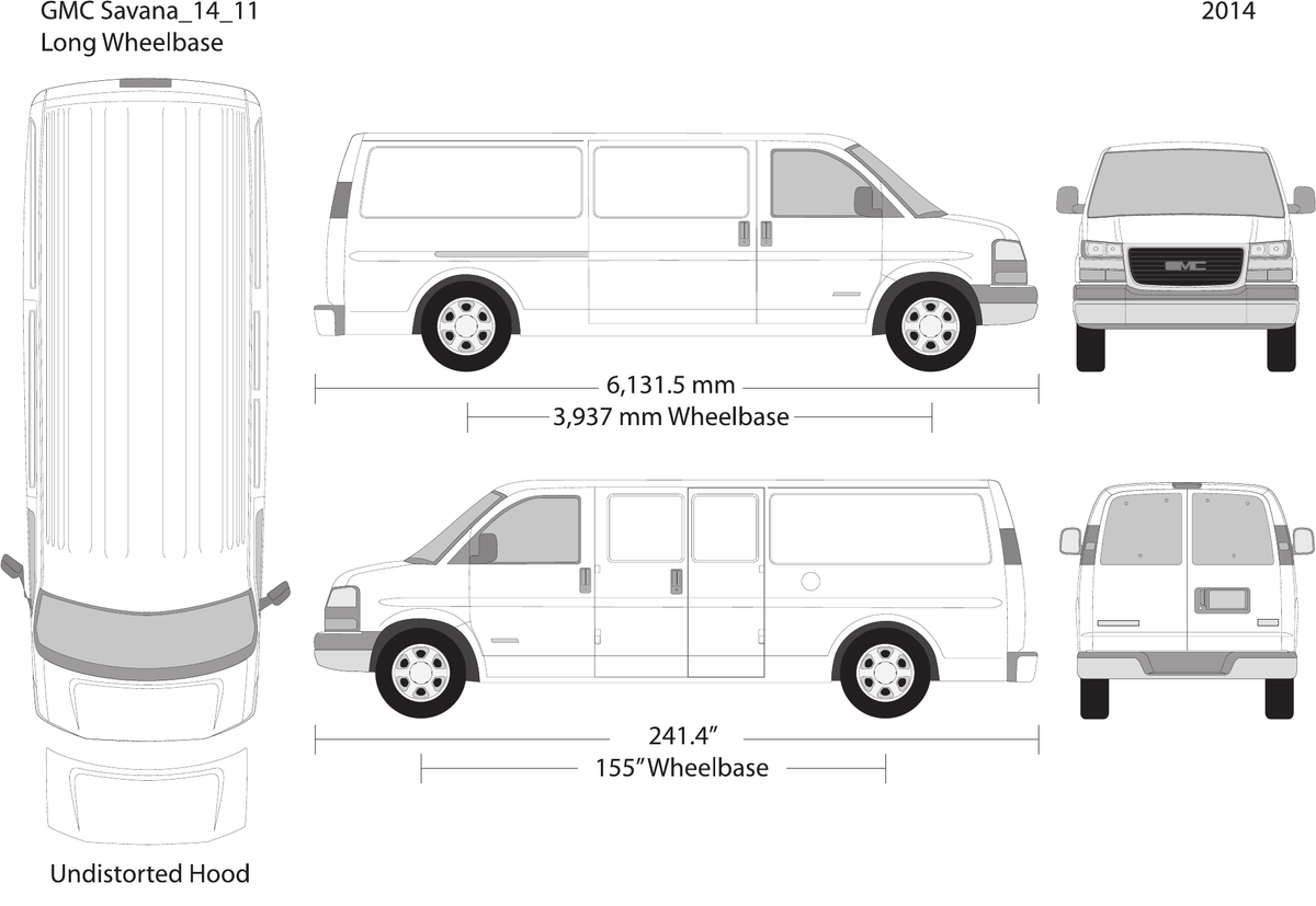2014 GMC Savana vector wrap template V11, Design-Ready PDF - GravBase