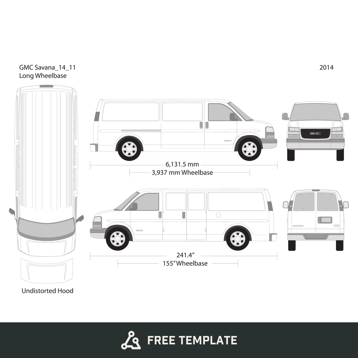 2014 GMC Savana free vector vehicle wrap template - GravBase