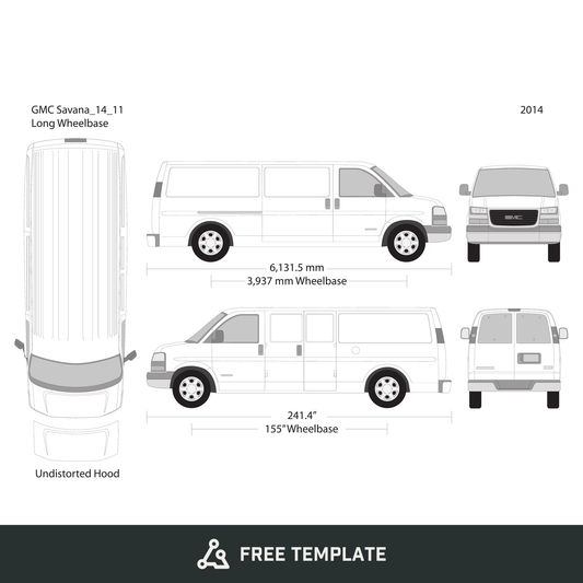 2014 GMC Savana free vector vehicle wrap template - GravBase