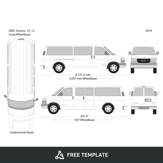 2014 GMC Savana free vector vehicle wrap template - GravBase