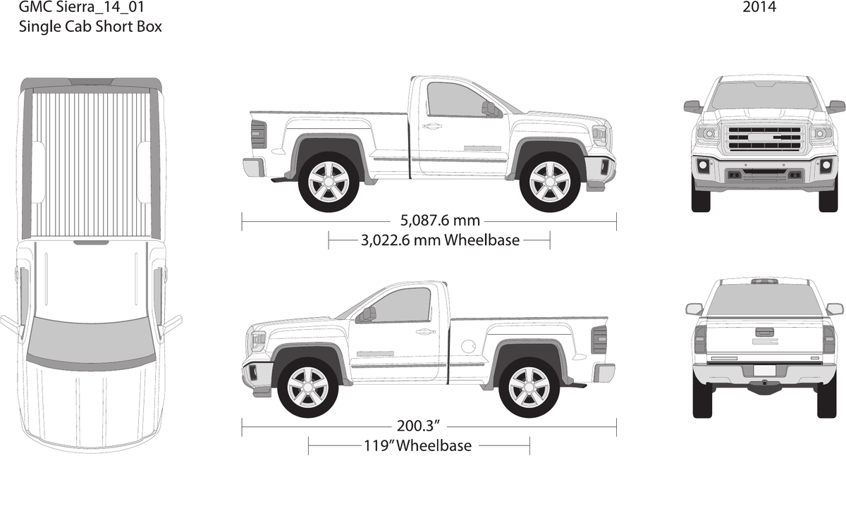 2014 GMC Sierra 1500 vector wrap template V01, Design-Ready PDF - GravBase