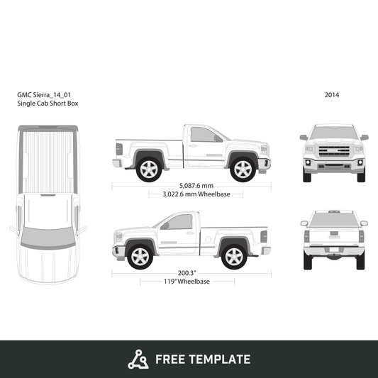 2014 GMC Sierra 1500 free vector vehicle wrap template - GravBase