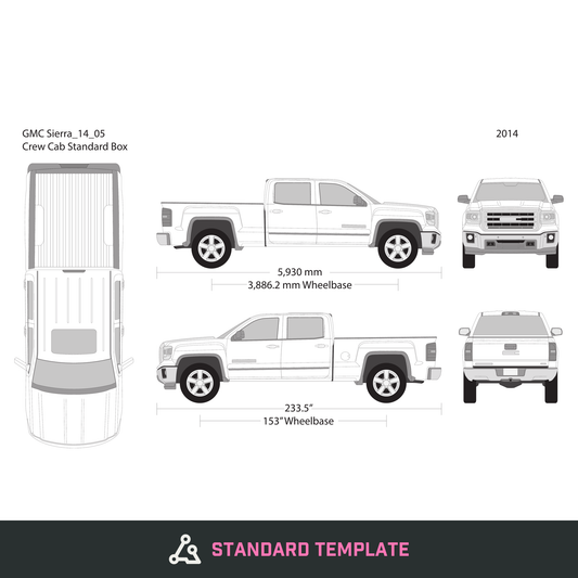 2014 GMC Sierra 1500 vector wrap template V05, Design-Ready PDF - GravBase