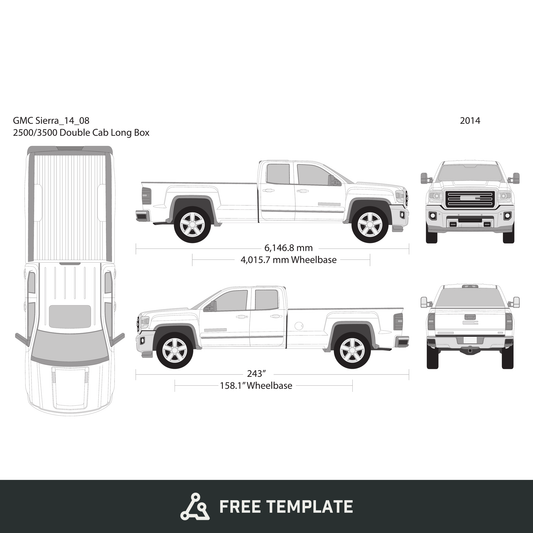 2014 GMC Sierra 2500-3500 HD free vector vehicle wrap template - GravBase