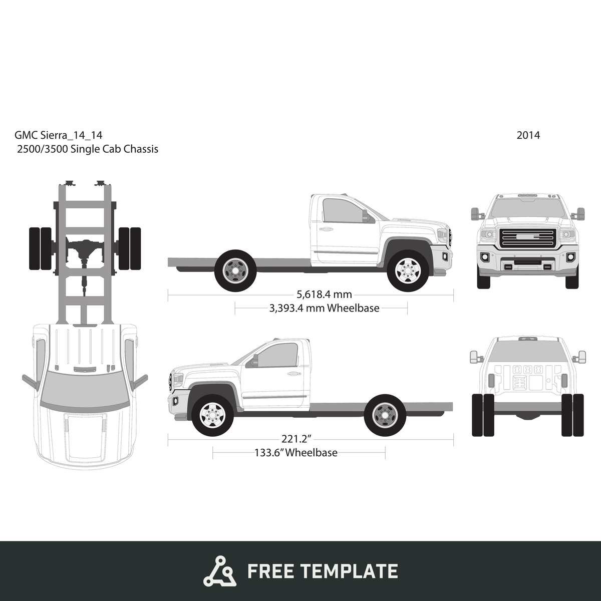 2014 GMC Sierra 2500-3500 HD free vector vehicle wrap template - GravBase