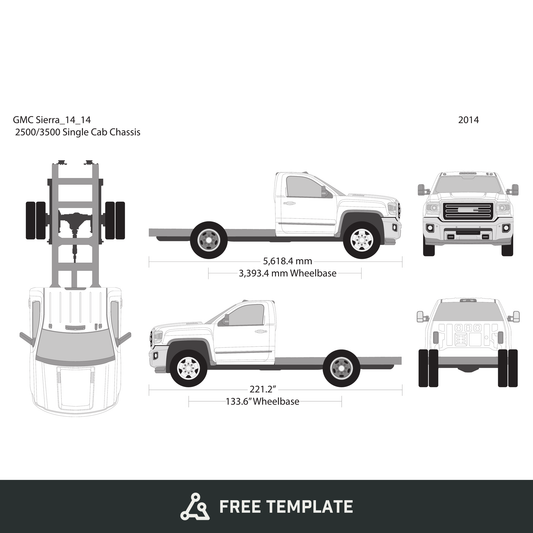 2014 GMC Sierra 2500-3500 HD free vector vehicle wrap template - GravBase
