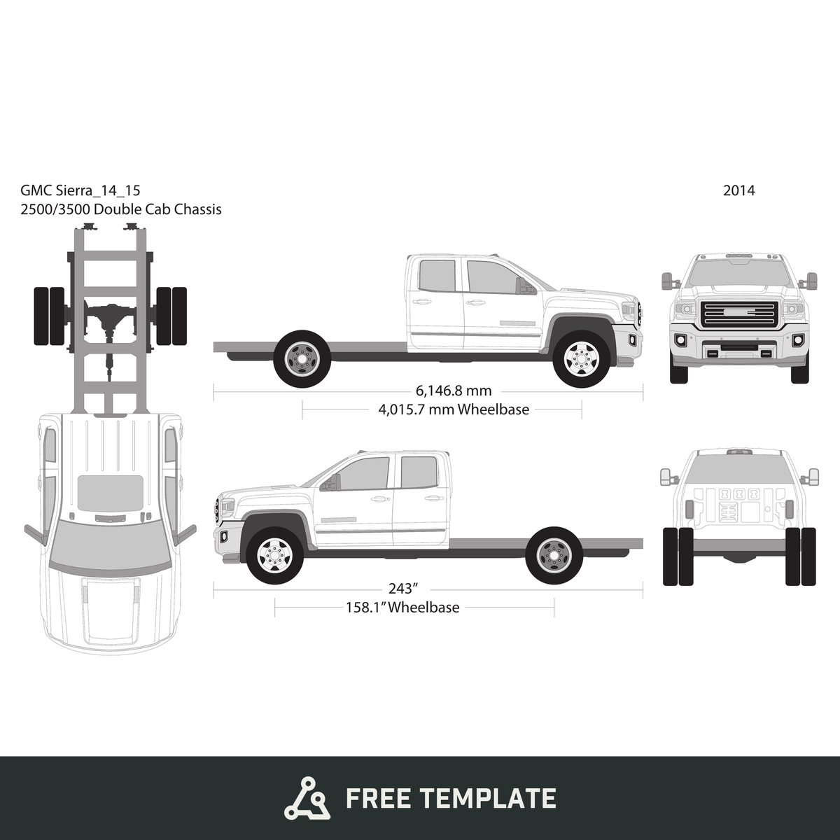 2014 GMC Sierra 2500-3500 HD free vector vehicle wrap template - GravBase