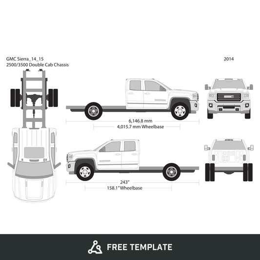 2014 GMC Sierra 2500-3500 HD free vector vehicle wrap template - GravBase