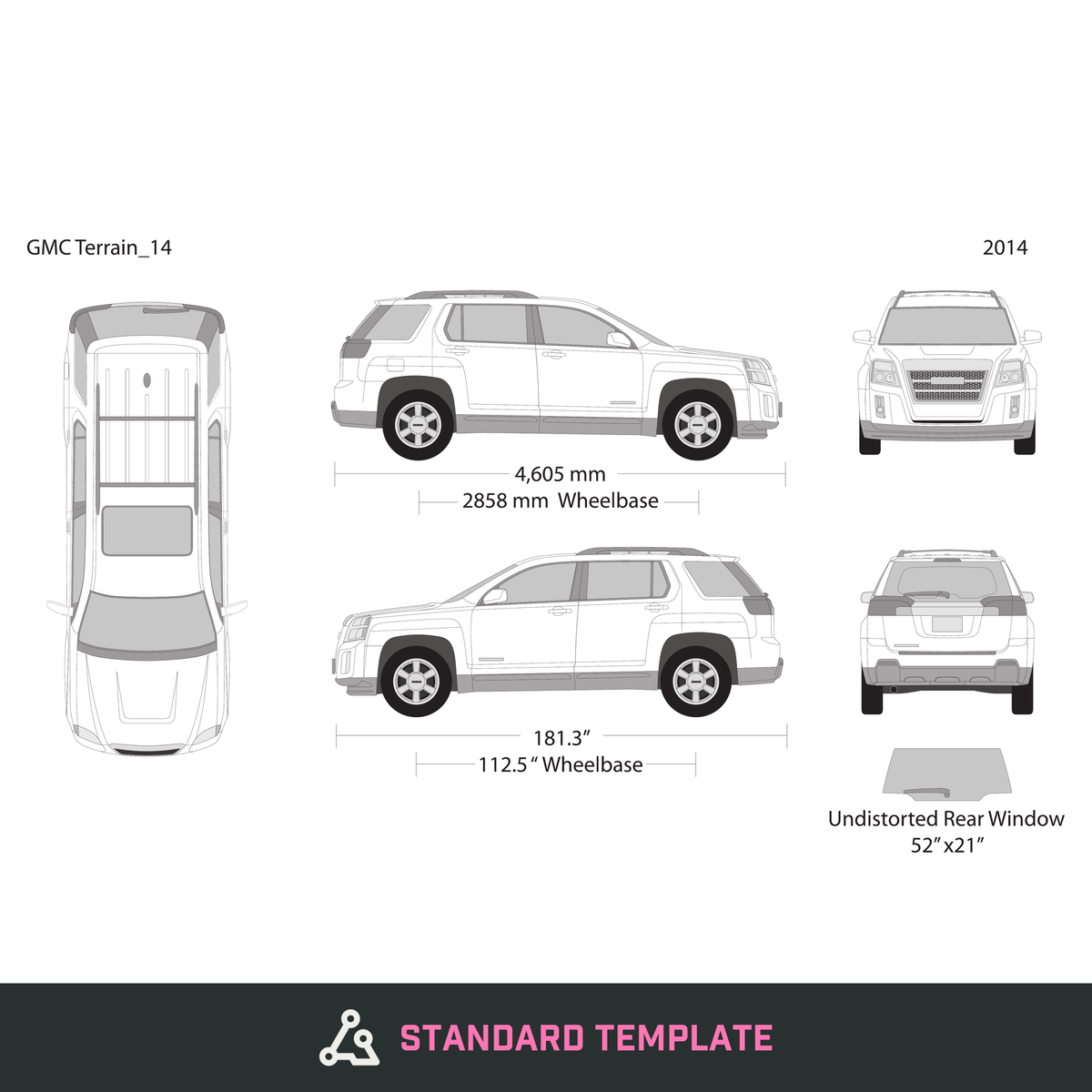 2014 GMC Terrain vector wrap template, Design-Ready PDF - GravBase
