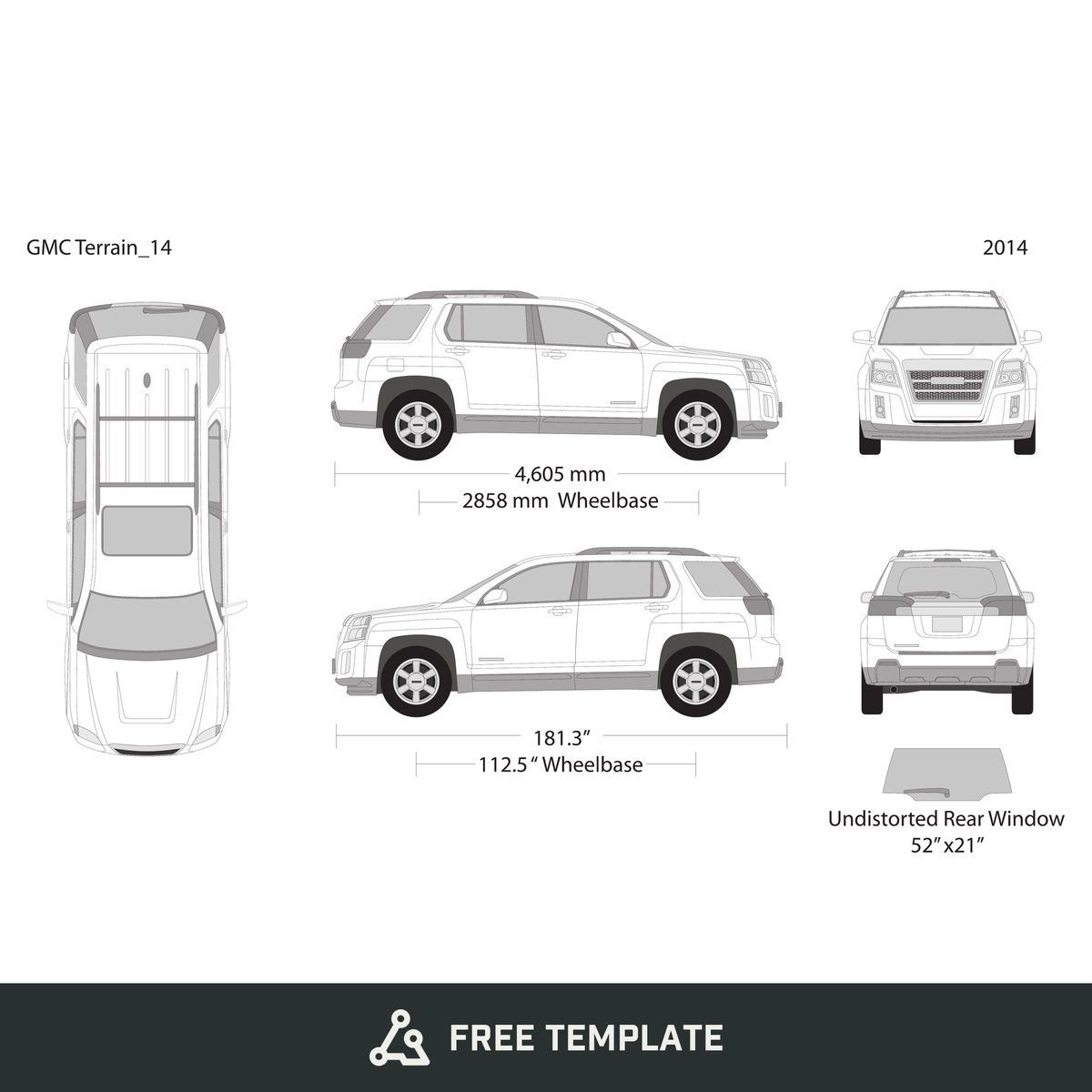 2014 GMC Terrain free vector vehicle wrap template - GravBase