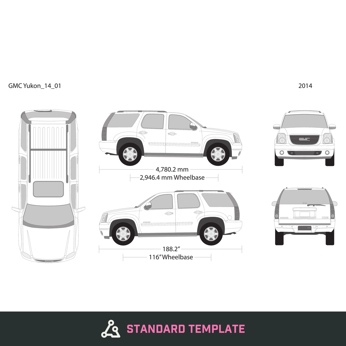 2014 GMC Yukon vector wrap template V01, Design-Ready PDF - GravBase
