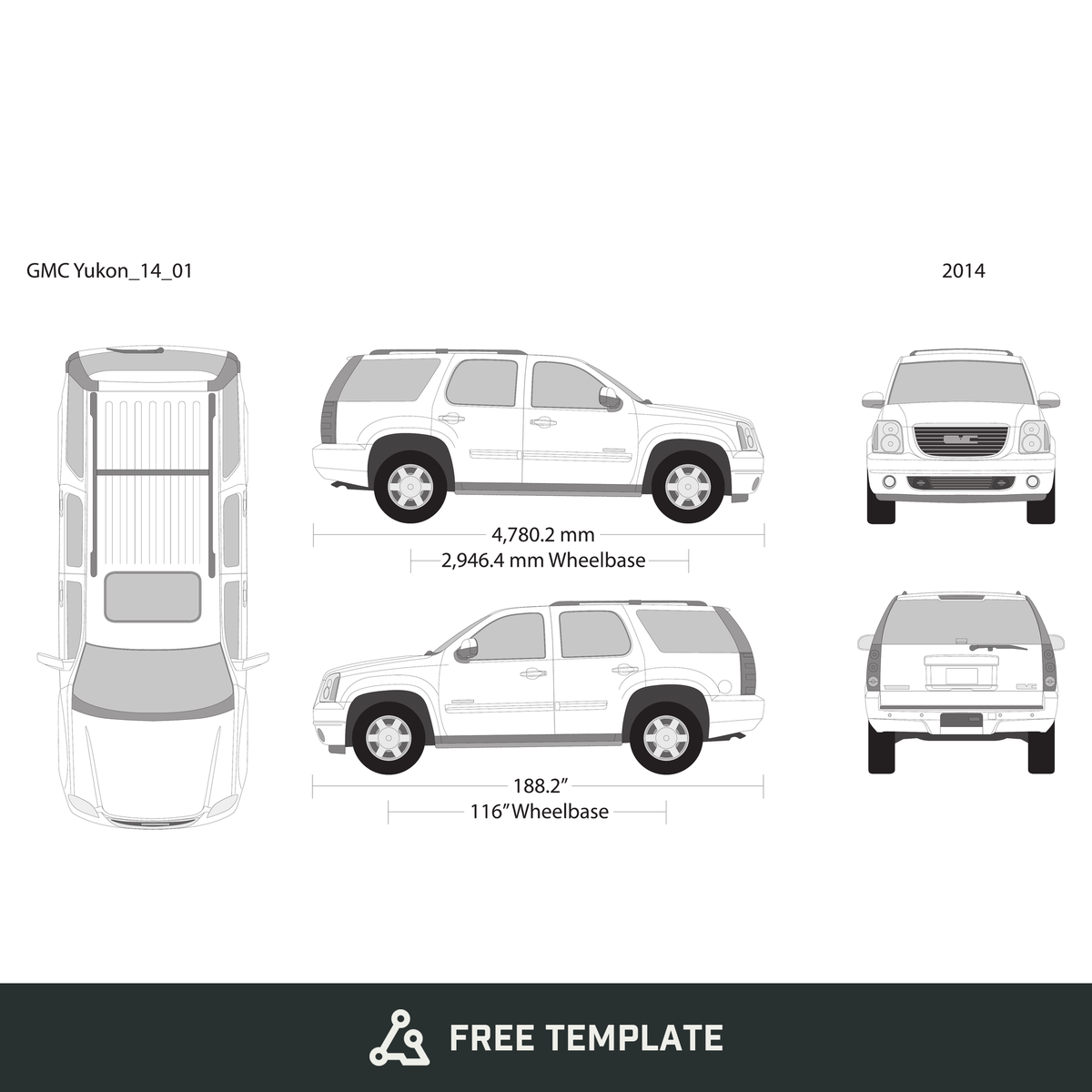 2014 GMC Yukon free vector vehicle wrap template - GravBase