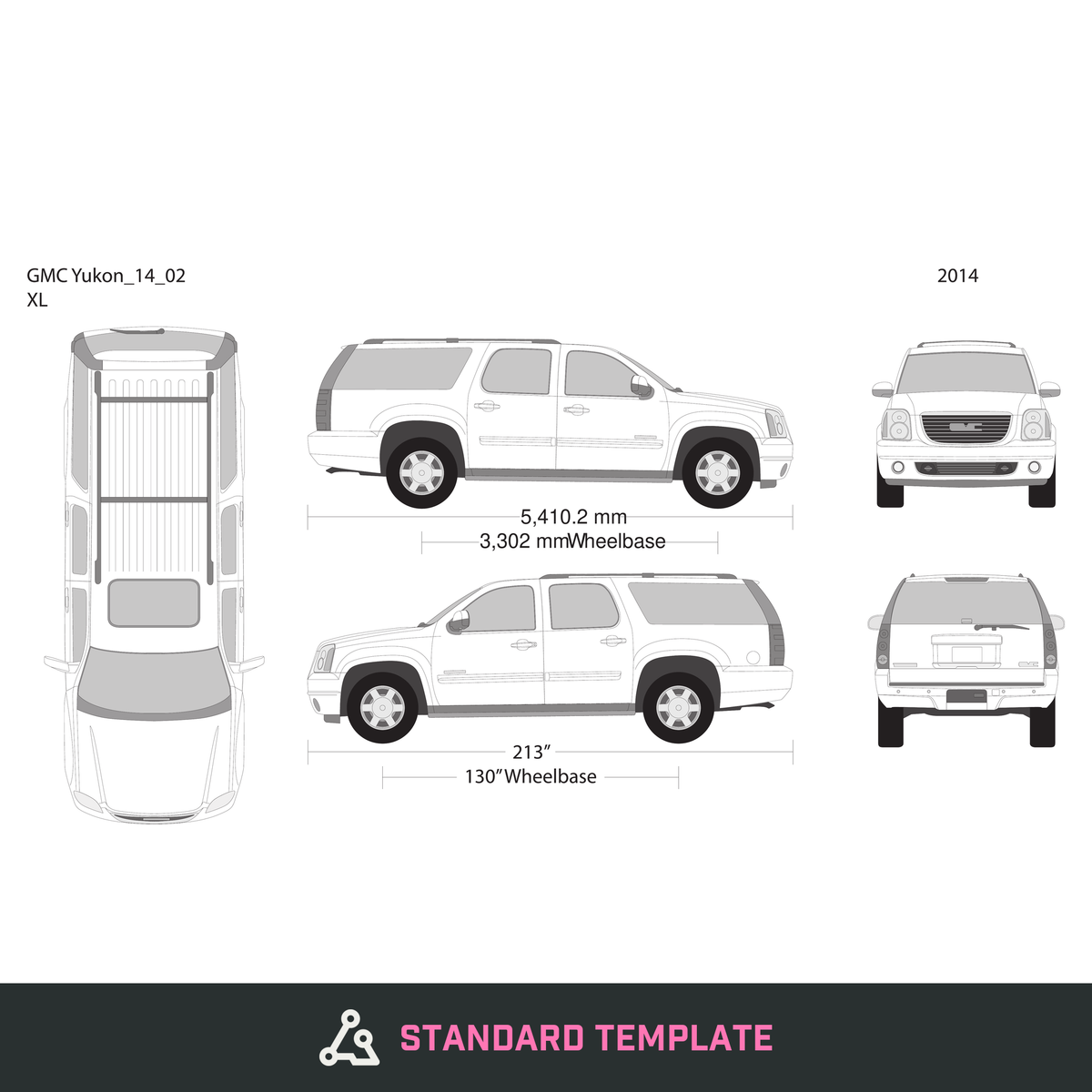 2014 GMC Yukon vector wrap template V02, Design-Ready PDF - GravBase