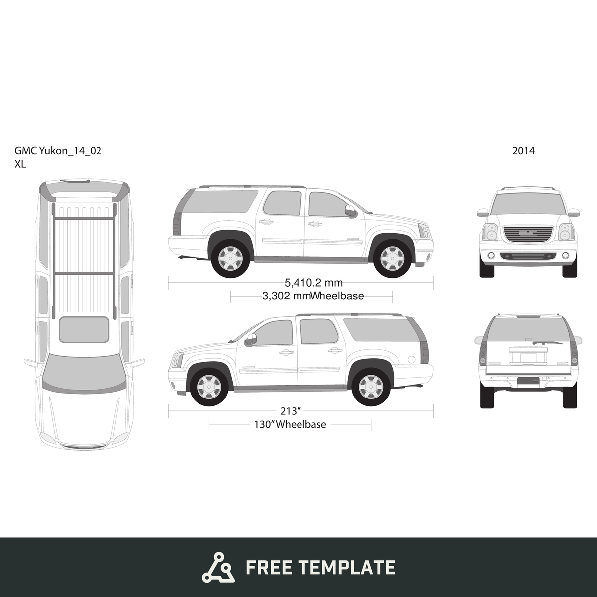 2014 GMC Yukon free vector vehicle wrap template - GravBase