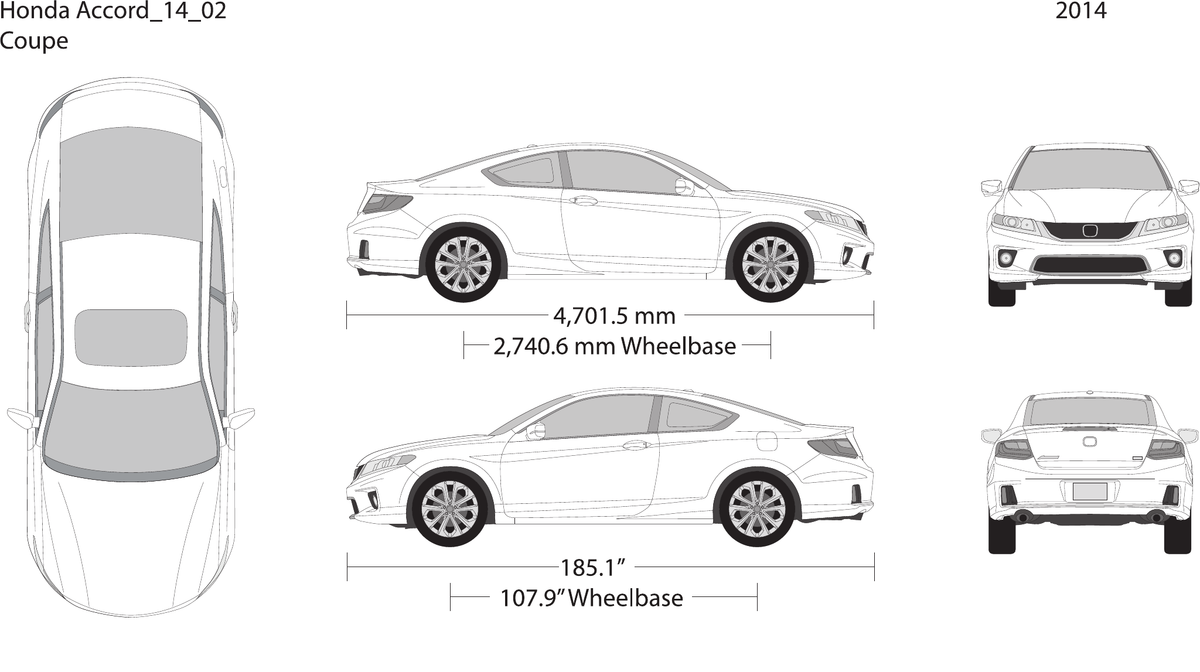 2014 Honda Accord Coupe vector wrap template, Design-Ready PDF - GravBase
