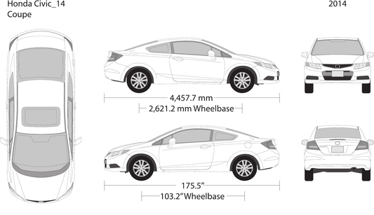 2014 Honda Civic Coupe vector wrap template, Design-Ready PDF - GravBase