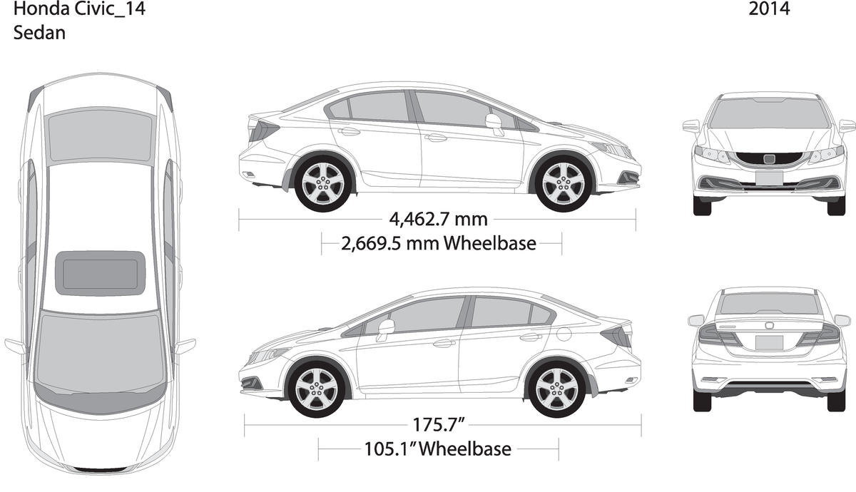 2014 Honda Civic Sedan V14 Vehicle Wrap Template