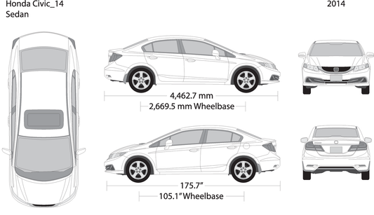 2014 Honda Civic Sedan V14 Vehicle Wrap Template