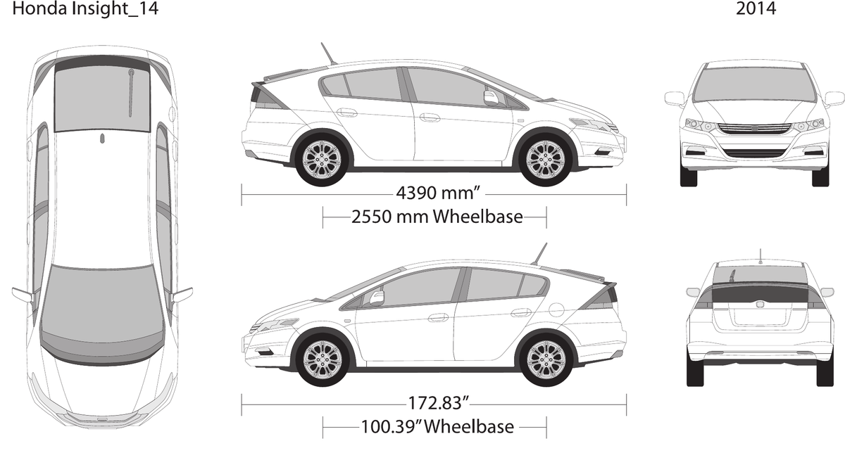 2014 Honda Insight vector wrap template, Design-Ready PDF - GravBase