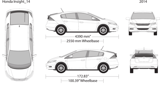 2014 Honda Insight vector wrap template, Design-Ready PDF - GravBase