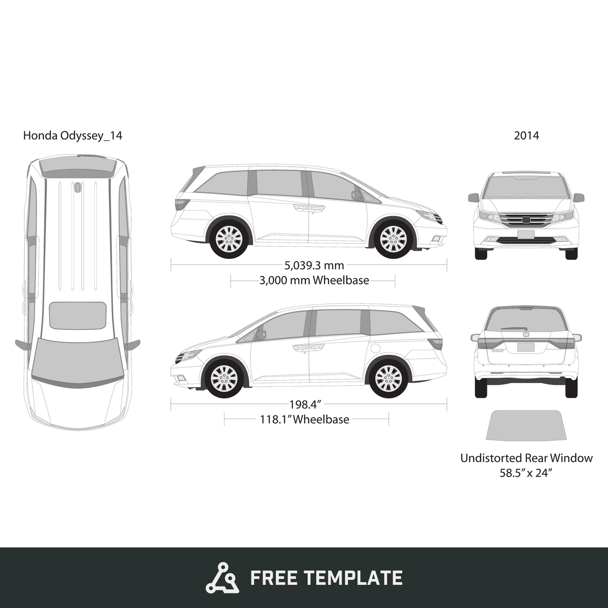 2014 Honda Odyssey free vector vehicle wrap template - GravBase
