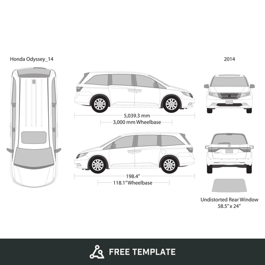 2014 Honda Odyssey free vector vehicle wrap template - GravBase