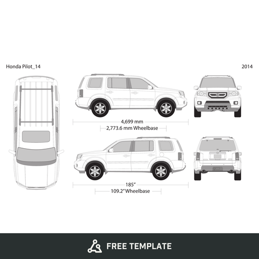 2014 Honda Pilot free vector vehicle wrap template - GravBase