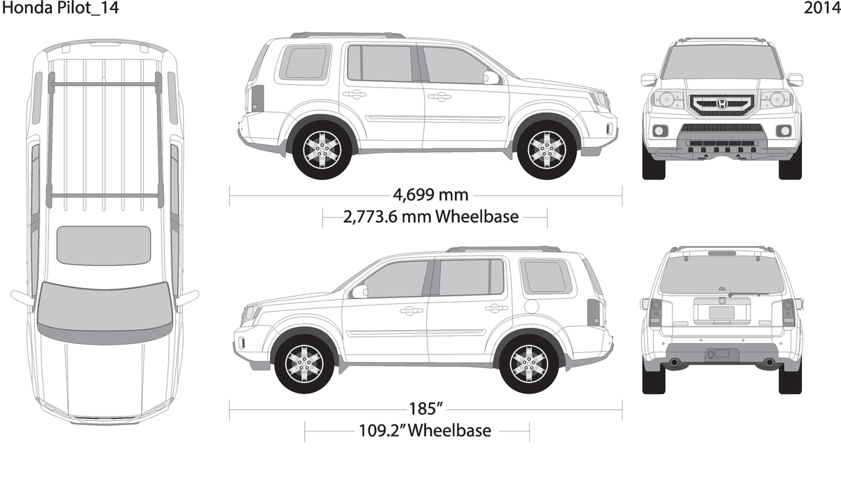 2014 Honda Pilot V14 Vehicle Wrap Template
