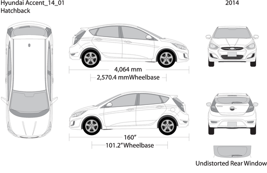 2014 Hyundai Accent Hatchback V14 Vehicle Wrap Template