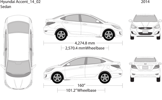 2014 Hyundai Accent Sedan vector wrap template, Design-Ready PDF - GravBase
