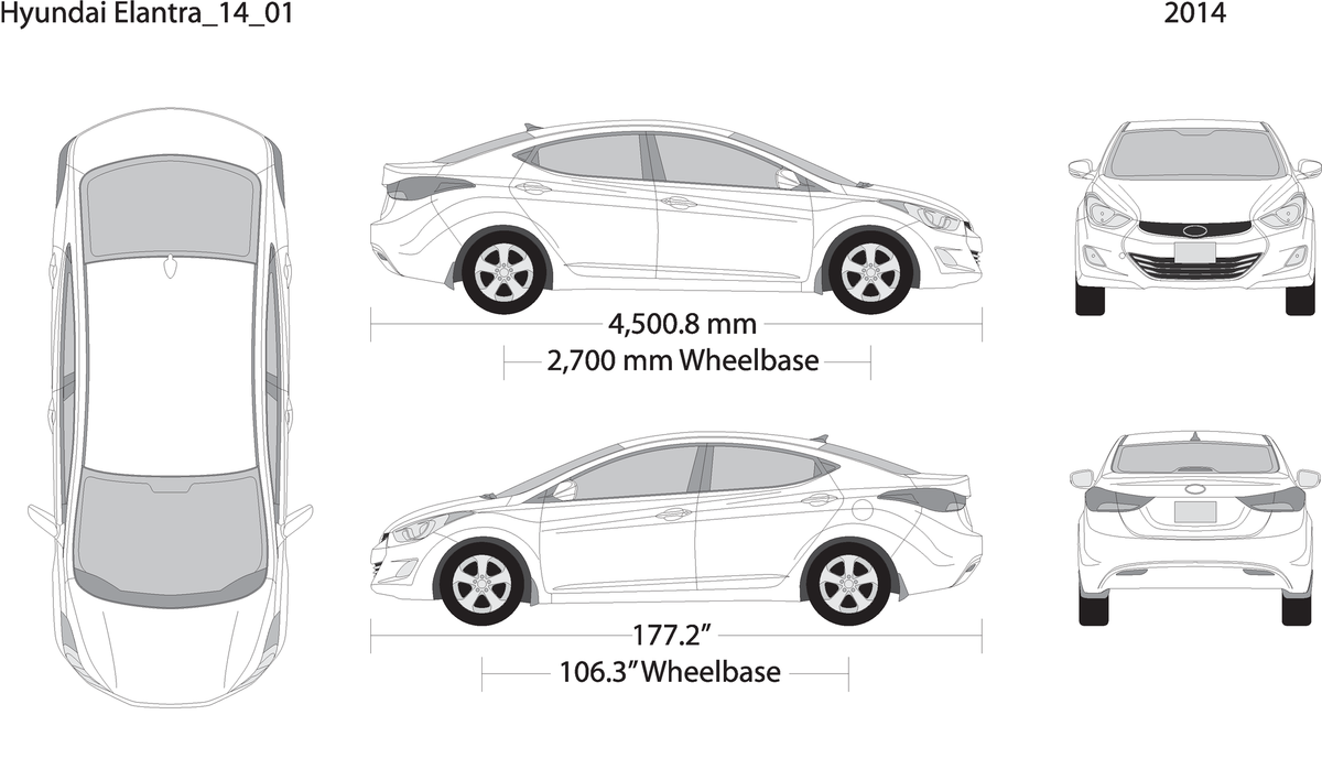 2014 Hyundai Elantra V01 Vehicle Wrap Template