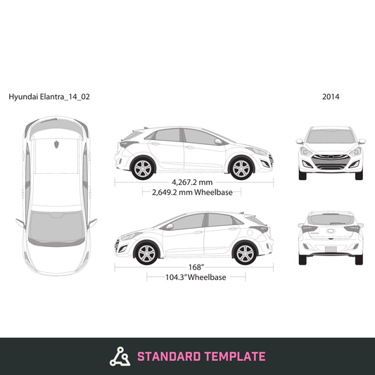 2014 Hyundai Elantra vector wrap template V02, Design-Ready PDF - GravBase