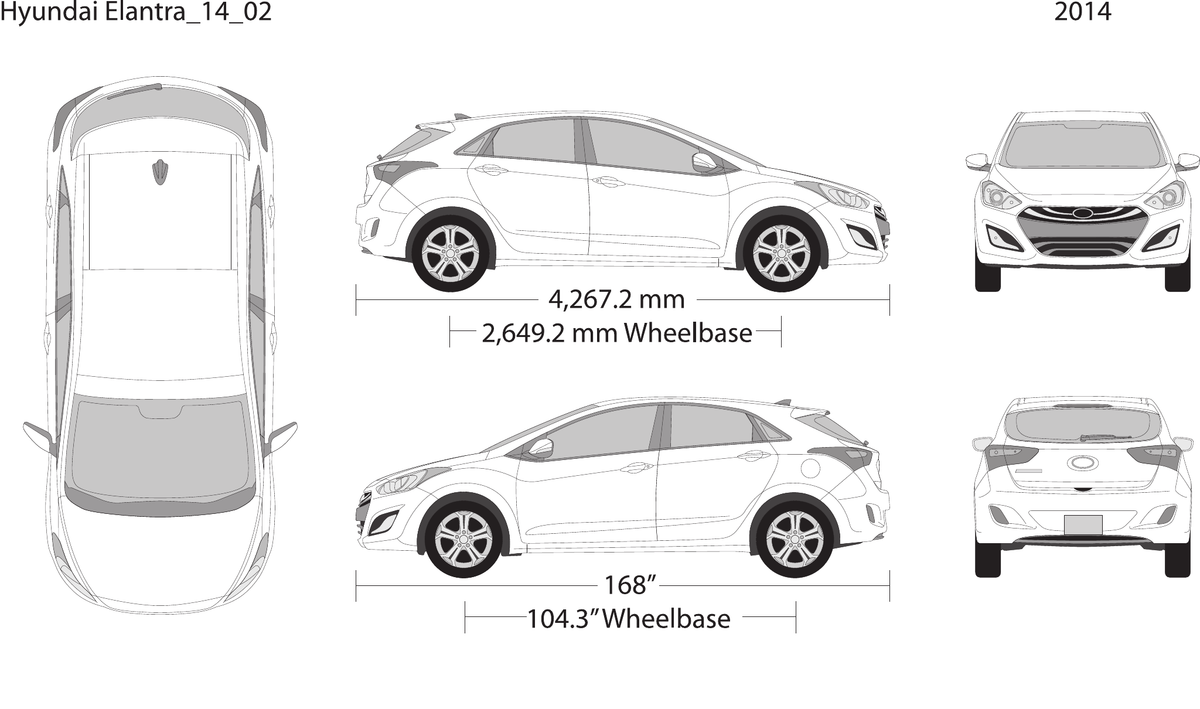2014 Hyundai Elantra vector wrap template V02, Design-Ready PDF - GravBase