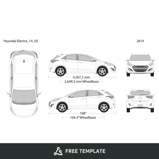 2014 Hyundai Elantra free vector vehicle wrap template - GravBase