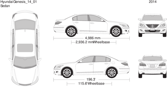 2014 Hyundai Genesis free vector vehicle wrap template - GravBase