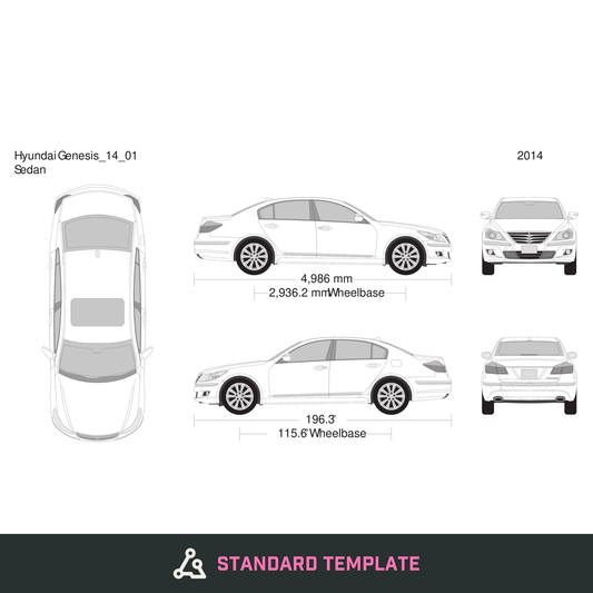2014 Hyundai Genesis vector wrap template, Design-Ready PDF - GravBase