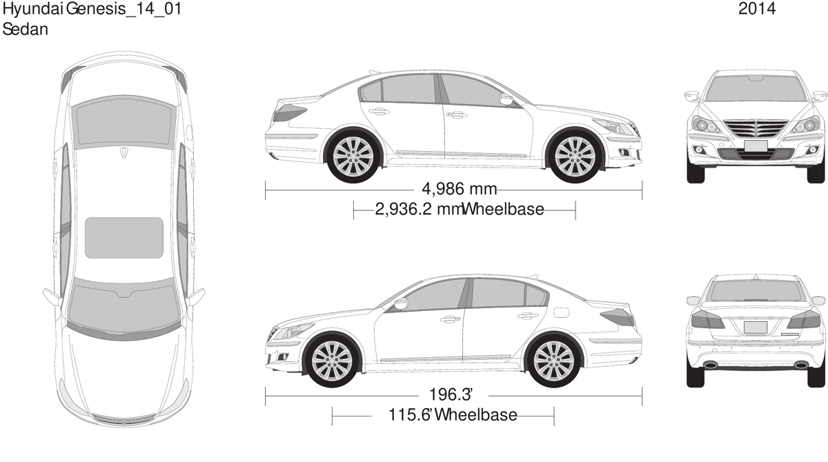2014 Hyundai Genesis vector wrap template, Design-Ready PDF - GravBase