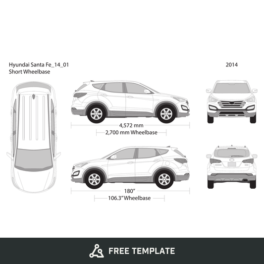 2014 Hyundai Santa Fe free vector vehicle wrap template - GravBase