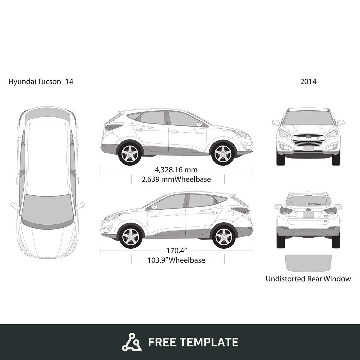 2014 Hyundai Tucson free vector vehicle wrap template - GravBase