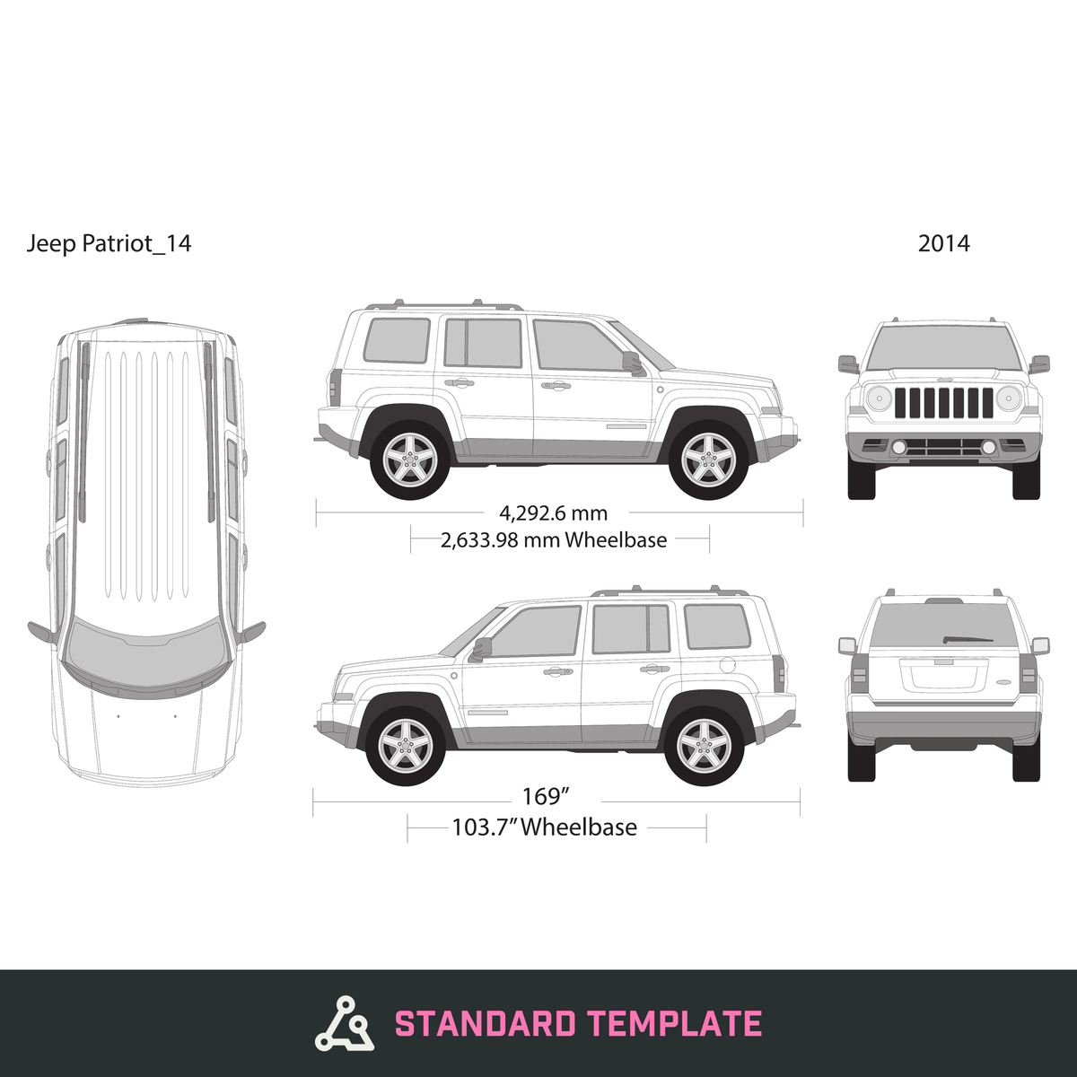 2014 Jeep Patriot vector wrap template, Design-Ready PDF - GravBase