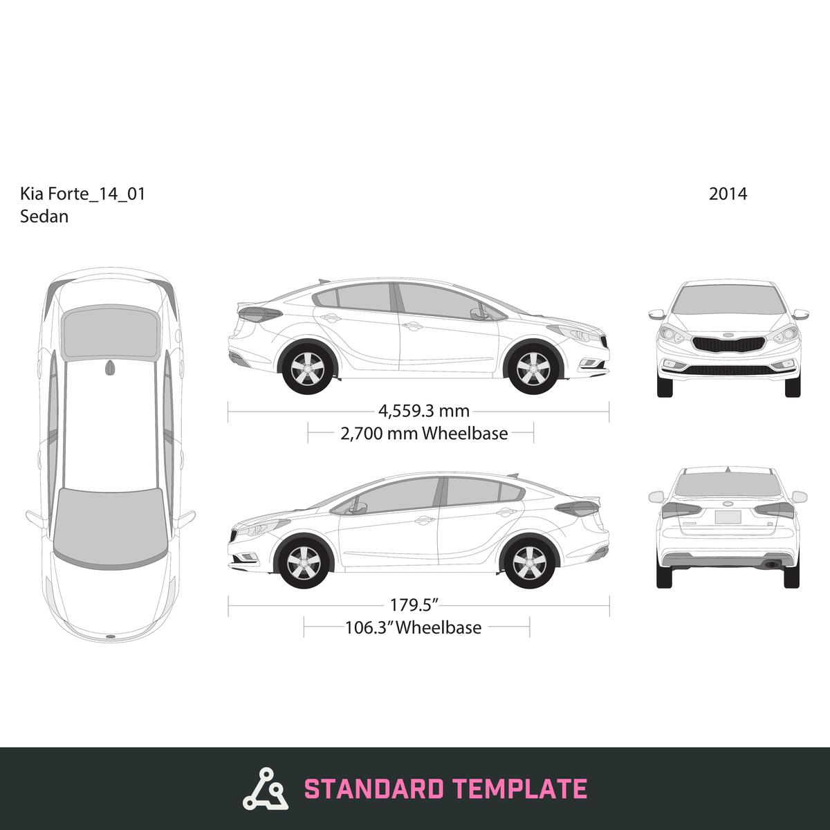 2014 Kia Forte vector wrap template, Design-Ready PDF - GravBase