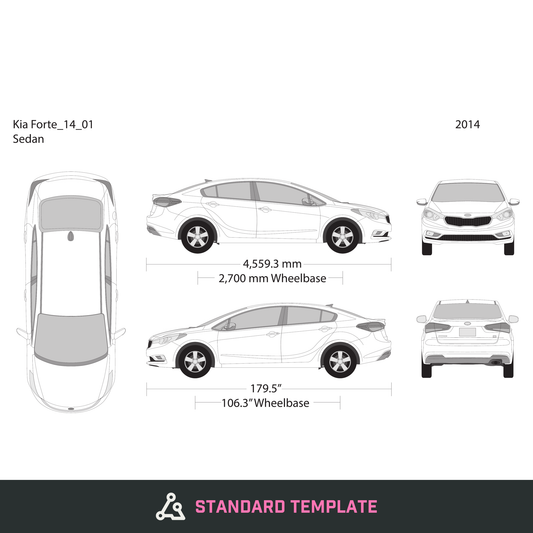 2014 Kia Forte vector wrap template, Design-Ready PDF - GravBase