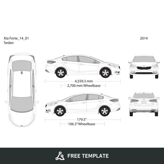 2014 Kia Forte free vector vehicle wrap template - GravBase