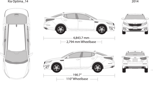 2014 Kia Optima vector wrap template, Design-Ready PDF - GravBase