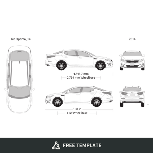 2014 Kia Optima free vector vehicle wrap template - GravBase