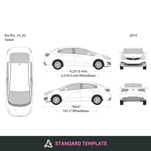 2014 Kia Rio vector wrap template, Design-Ready PDF - GravBase